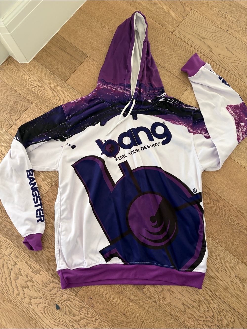 White & Purple Bang Logo Hoodie